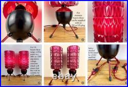 Vintage Bakelite 50's Atomic Sputnik Lights With Mulberry Shades MCM