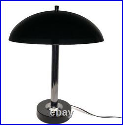 Vintage Black Chrome Flying Saucer Table Desk lamp Mid Century Modern MCM Atomic