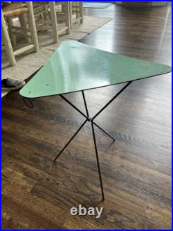 Vintage Blue Formica MCM Atomic Triangle Tripod Folding Hanging Tables Vintage Blue Formica MCM Atomic Triangle Tripod Folding Hanging Tables