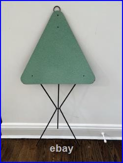 Vintage Blue Formica MCM Atomic Triangle Tripod Folding Hanging Tables