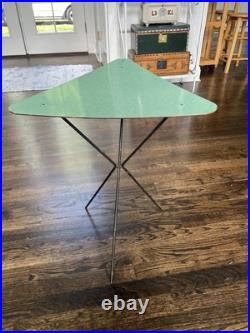 Vintage Blue Formica MCM Atomic Triangle Tripod Folding Hanging Tables