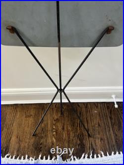 Vintage Blue Formica MCM Atomic Triangle Tripod Folding Hanging Tables