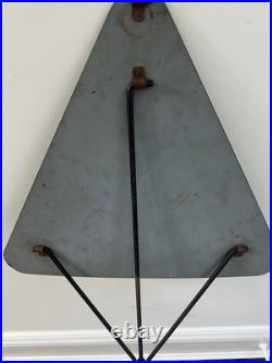 Vintage Blue Formica MCM Atomic Triangle Tripod Folding Hanging Tables