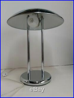 Vintage Chrome Saucer Table / Desk lamp Mid Century Modern Table lamp MCM Atomic