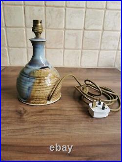 Vintage Drip Glaze Pottery table Lamp Bedside Mid-Century brown And Blue