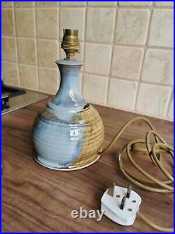 Vintage Drip Glaze Pottery table Lamp Bedside Mid-Century brown And Blue