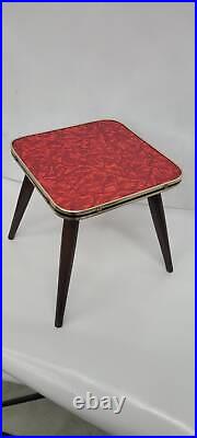 Vintage German Mini Table Plant Stand Riser, Mid Century Modern Atomic Era Red
