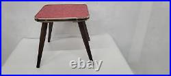 Vintage German Mini Table Plant Stand Riser, Mid Century Modern Atomic Era Red
