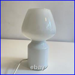 Vintage Glass Table Lamp White Mushroom 60s 70s Mid Century 1970s Atomic