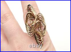 Vintage Gold Gilt Sterling Silver ATOMIC Mid Century Brutalist Unique Ring sz 8