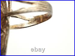 Vintage Gold Gilt Sterling Silver ATOMIC Mid Century Brutalist Unique Ring sz 8
