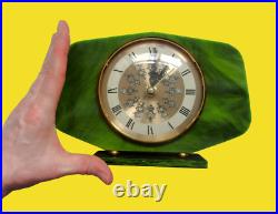 Vintage Green Lucite Bentima Clock Gold Frame Filigree Hands 1950s Retro Atomic