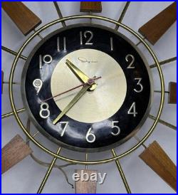 Vintage Ingraham Starburst Wall Clock 1960s Mid Century Modern Atomic MCM 22