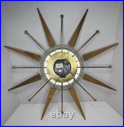 Vintage Ingraham Starburst Wall Clock 1960s Mid Century Modern Atomic MCM 22
