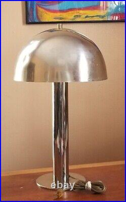 Vintage LAUREL MUSHROOM Table Lamp SPACE AGE Chrome Atomic MID-CENTURY Desk MOD