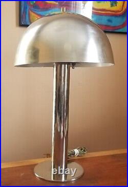 Vintage LAUREL MUSHROOM Table Lamp SPACE AGE Chrome Atomic MID-CENTURY Desk MOD