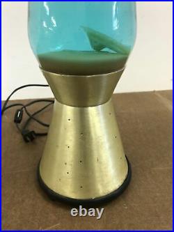 Vintage LAVA LAMP blue gold metal starlite base atomic mid century modern light