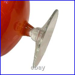 Vintage MCM Atomic Brandy Snifter Nuts Bowl Orange Cased West Virginia Glass
