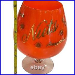 Vintage MCM Atomic Brandy Snifter Nuts Bowl Orange Cased West Virginia Glass