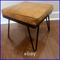 Vintage MCM Hair Pin Leg Ottoman Hassock Stool Atomic Mid Century Modern