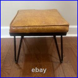 Vintage MCM Hair Pin Leg Ottoman Hassock Stool Atomic Mid Century Modern