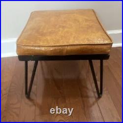Vintage MCM Hair Pin Leg Ottoman Hassock Stool Atomic Mid Century Modern