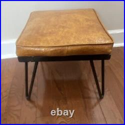 Vintage MCM Hair Pin Leg Ottoman Hassock Stool Atomic Mid Century Modern