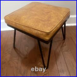Vintage MCM Hair Pin Leg Ottoman Hassock Stool Atomic Mid Century Modern