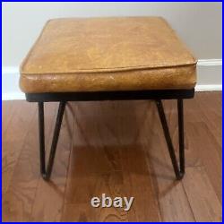 Vintage MCM Hair Pin Leg Ottoman Hassock Stool Atomic Mid Century Modern
