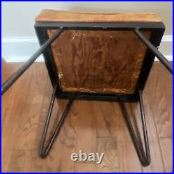 Vintage MCM Hair Pin Leg Ottoman Hassock Stool Atomic Mid Century Modern