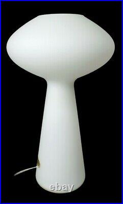 Vintage MCM Lisa Johanson-Pape White Atomic Mushroom Hand Blown Glass Table Lamp