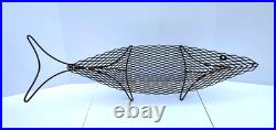 Vintage MCM Metal Wire Fish Basket Tray Atomic Mid Century Art Weinberg Style
