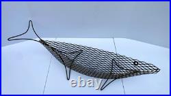 Vintage MCM Metal Wire Fish Basket Tray Atomic Mid Century Art Weinberg Style