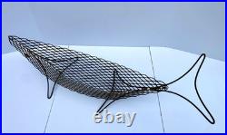 Vintage MCM Metal Wire Fish Basket Tray Atomic Mid Century Art Weinberg Style