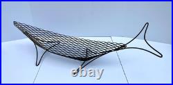 Vintage MCM Metal Wire Fish Basket Tray Atomic Mid Century Art Weinberg Style