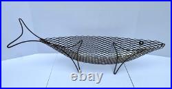 Vintage MCM Metal Wire Fish Basket Tray Atomic Mid Century Art Weinberg Style