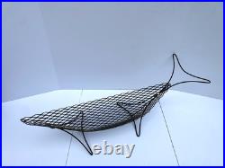 Vintage MCM Metal Wire Fish Basket Tray Atomic Mid Century Art Weinberg Style
