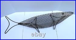 Vintage MCM Metal Wire Fish Basket Tray Atomic Mid Century Art Weinberg Style