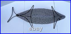 Vintage MCM Metal Wire Fish Basket Tray Atomic Mid Century Art Weinberg Style