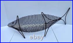 Vintage MCM Metal Wire Fish Basket Tray Atomic Mid Century Art Weinberg Style