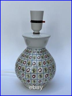 Vintage MCM Rye Studio Pottery Atomic Lamp Hand Painted, 1950s, 1960s, Suffolk