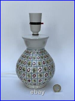 Vintage MCM Rye Studio Pottery Atomic Lamp Hand Painted, 1950s, 1960s, Suffolk