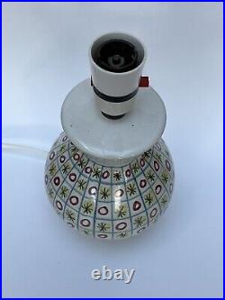 Vintage MCM Rye Studio Pottery Atomic Lamp Hand Painted, 1950s, 1960s, Suffolk