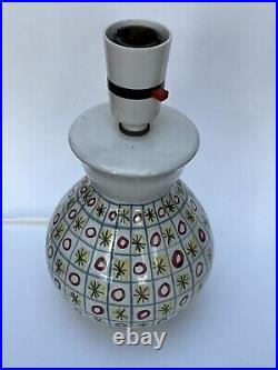 Vintage MCM Rye Studio Pottery Atomic Lamp Hand Painted, 1950s, 1960s, Suffolk