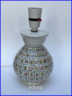 Vintage MCM Rye Studio Pottery Atomic Lamp Hand Painted, 1950s, 1960s, Suffolk