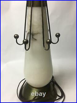 Vintage MID Century Modern Alabaster Eames Era Table Lamp Atomic Sputnik
