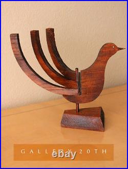 Vintage! MID Century Modern Bird Sculpture Candle Holder! 50s Redwood Atomic 60s