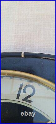 Vintage Mechanical Wall Clock Black Formica Retro Mid Century, Plus Key
