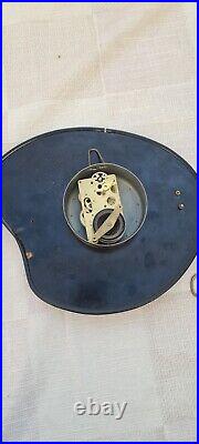 Vintage Mechanical Wall Clock Black Formica Retro Mid Century, Plus Key