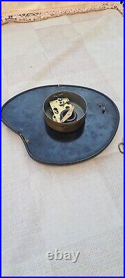 Vintage Mechanical Wall Clock Black Formica Retro Mid Century, Plus Key